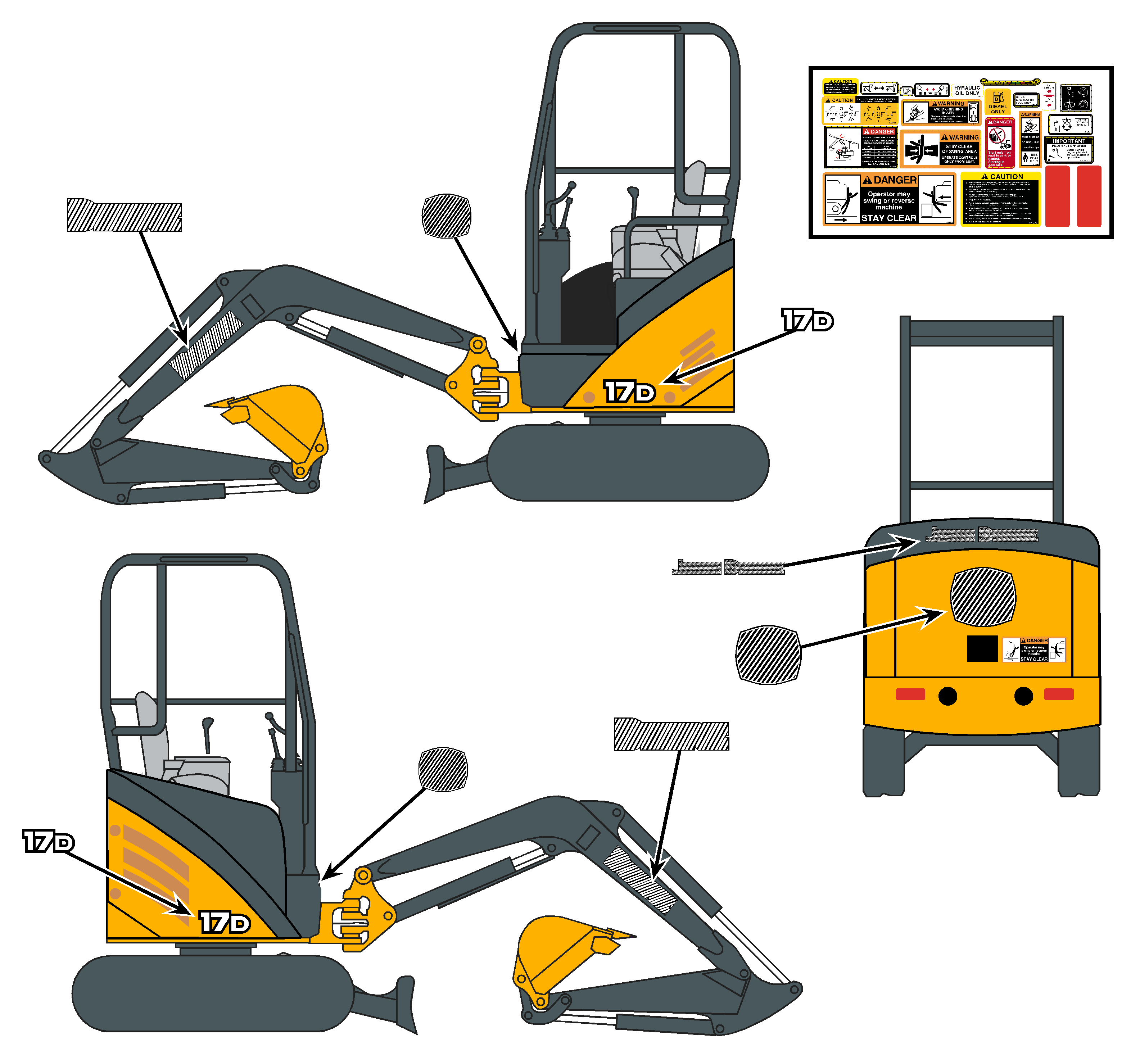 John Deere 17D Excavator Decals