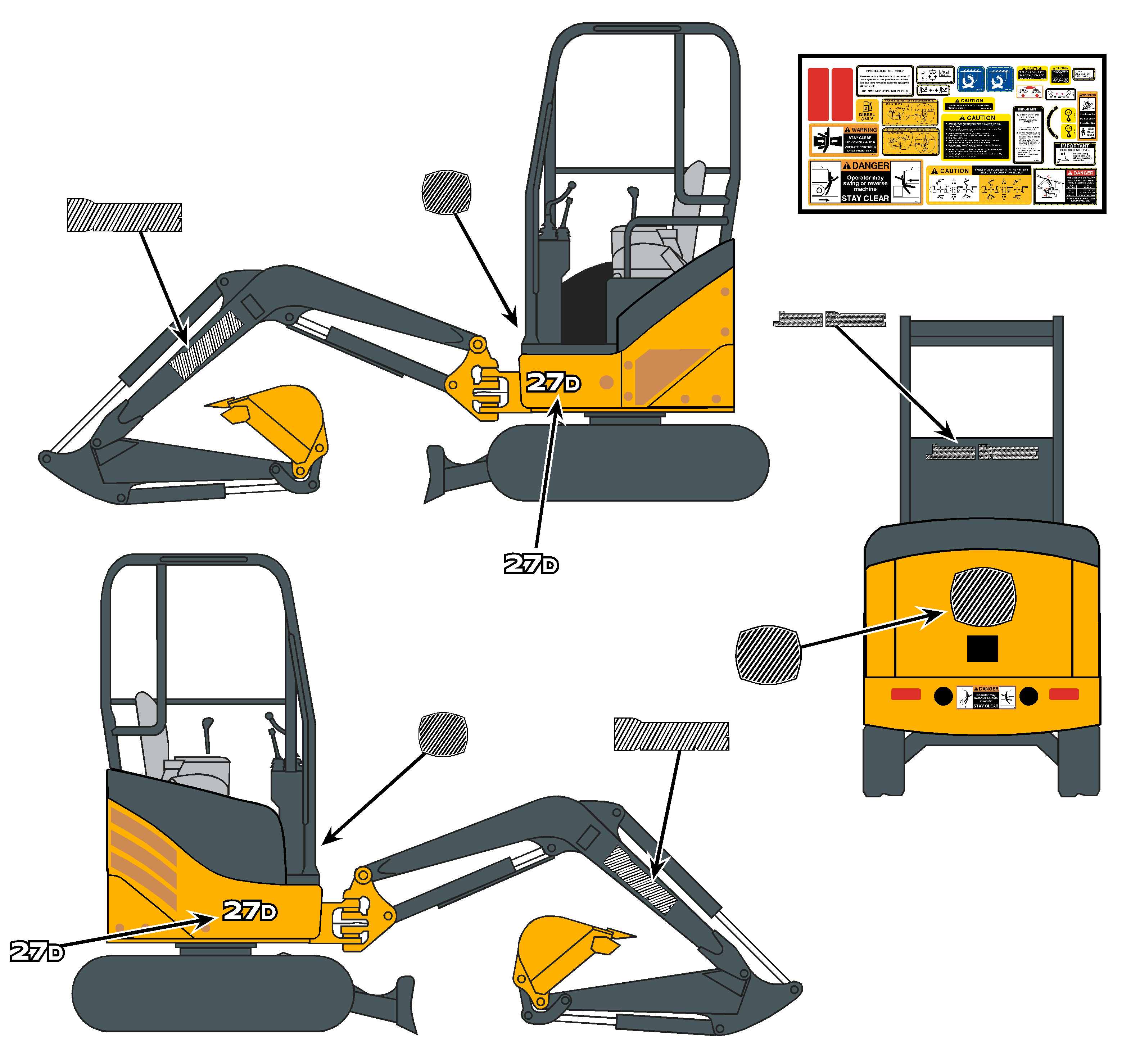 John Deere 27D Excavator Decals