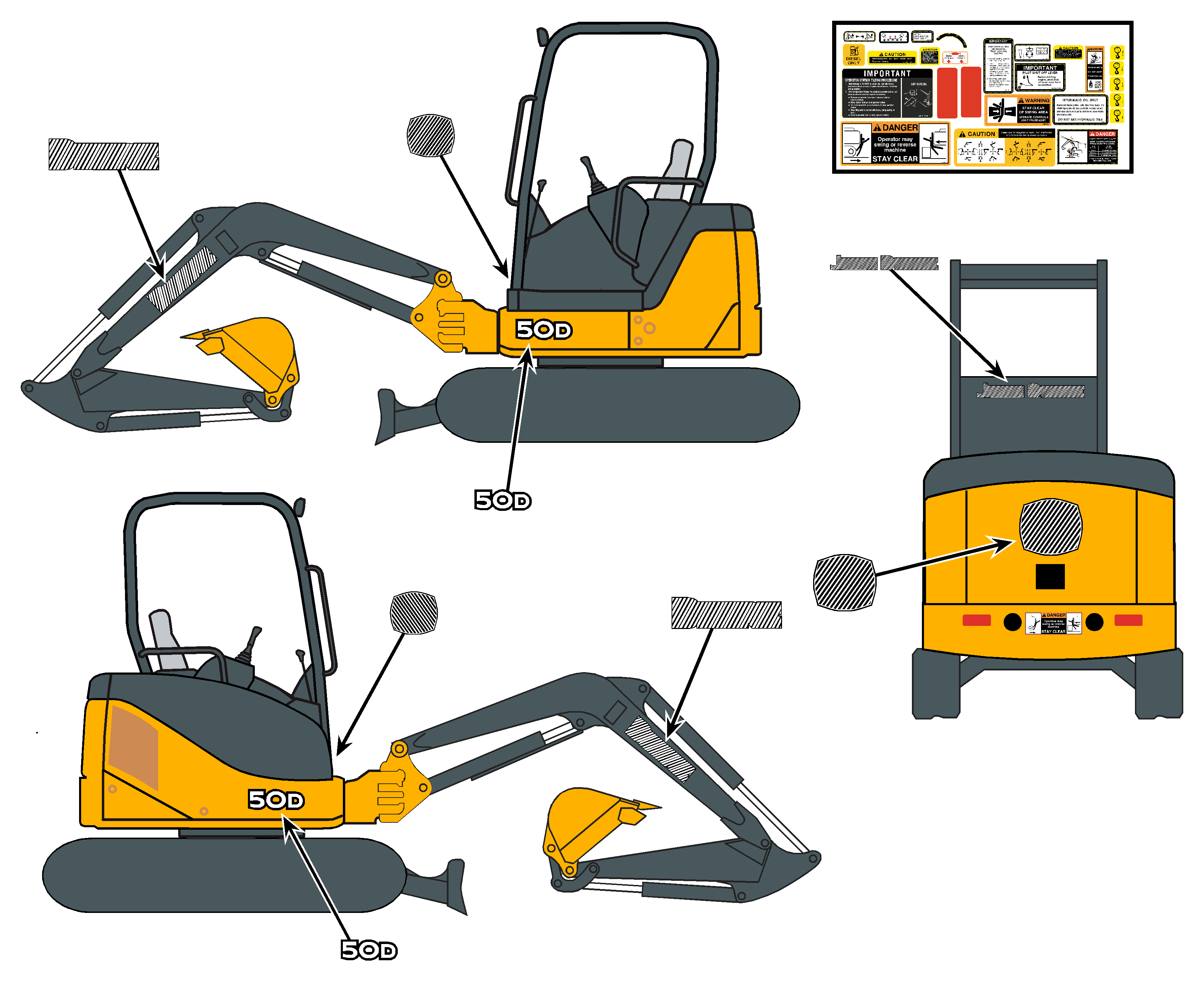 John Deere 50D Excavator Decals