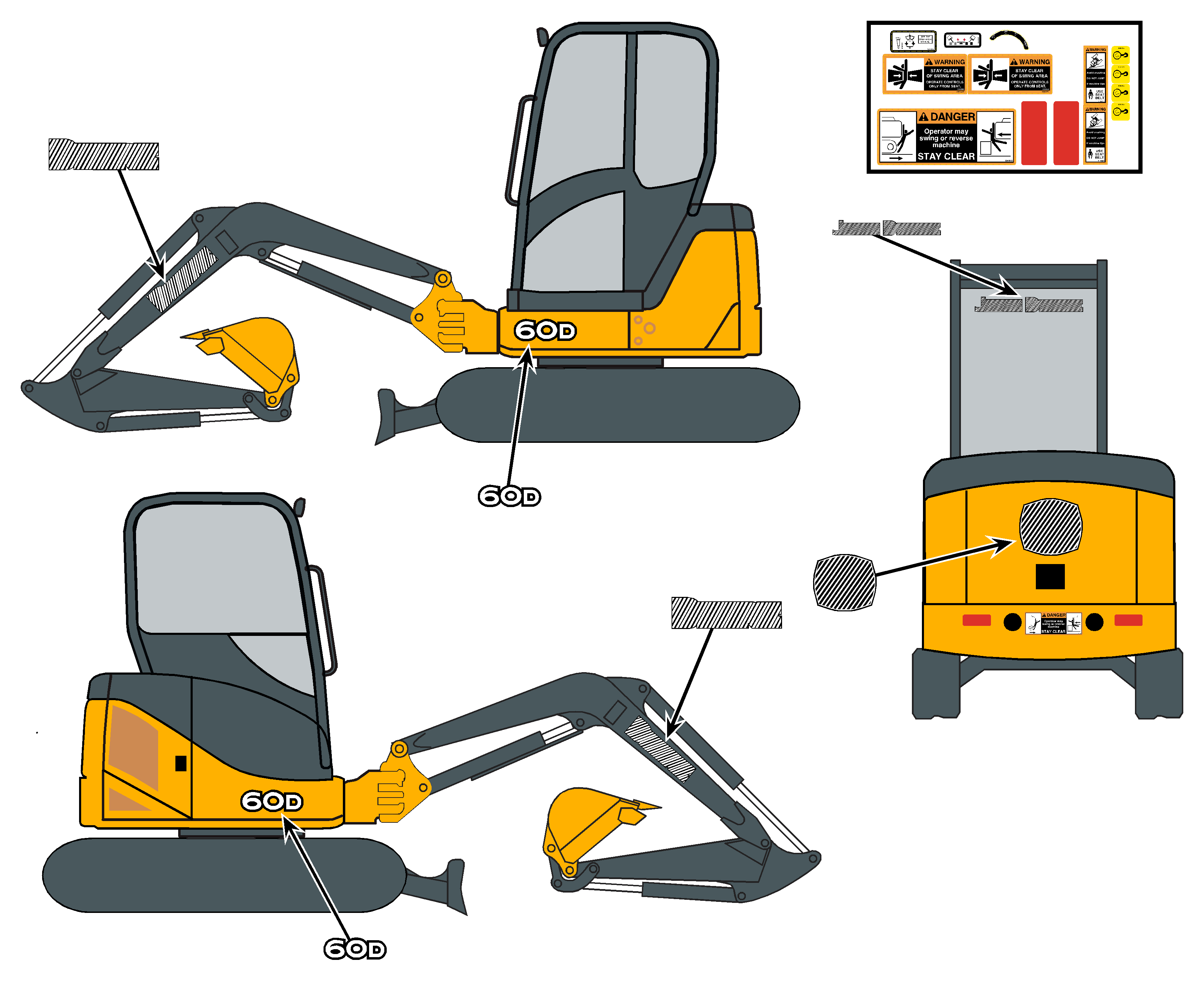 John Deere 60D Excavator Decals